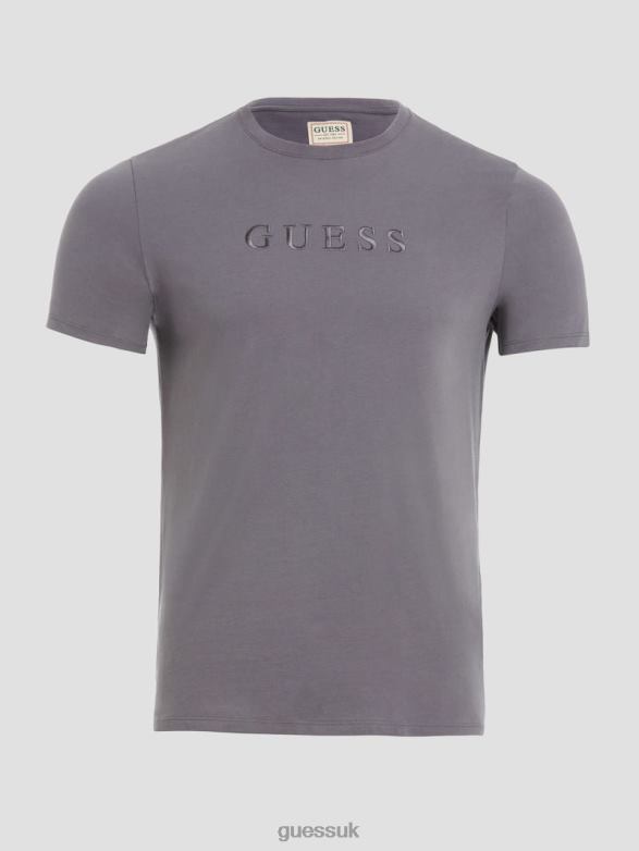 GUESS Men Embroidered Logo Tee Violet Ash Apparel V28V64097