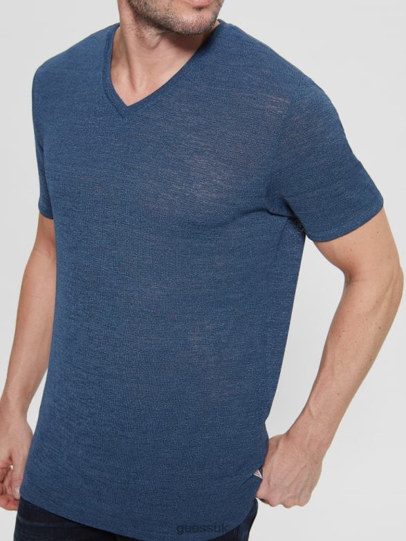 GUESS Men Gauze Tee Cobalt Blue Apparel V28V64062