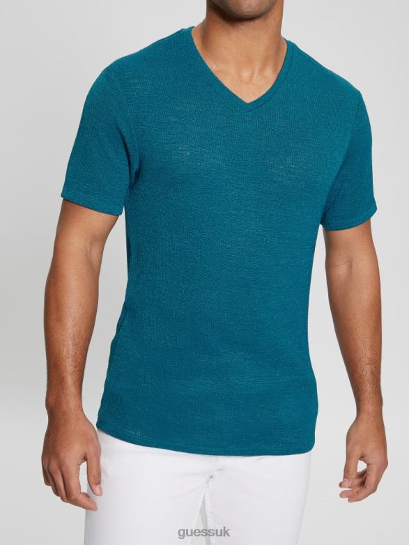 GUESS Men Gauze Tee Reef Blue Apparel V28V64081
