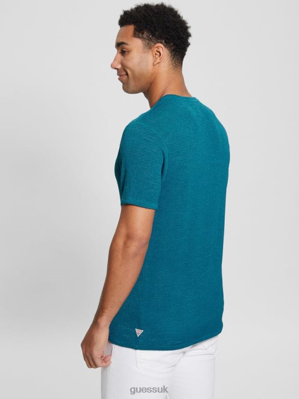 GUESS Men Gauze Tee Reef Blue Apparel V28V64081