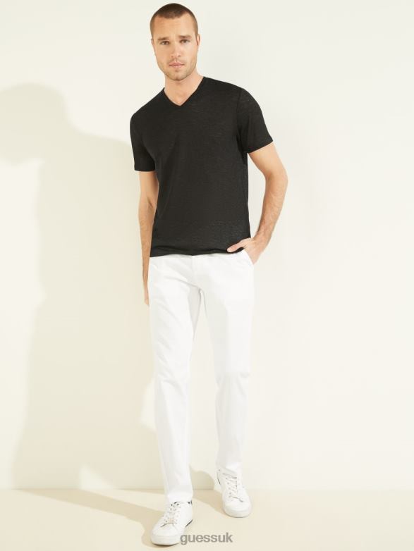GUESS Men Gauze V-Neck Tee Jet Black Apparel V28V64124