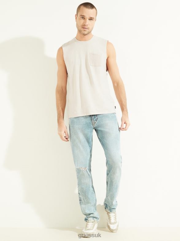 GUESS Men Hemp Cotton Muscle Tee Muted Stone Multi Apparel V28V64108