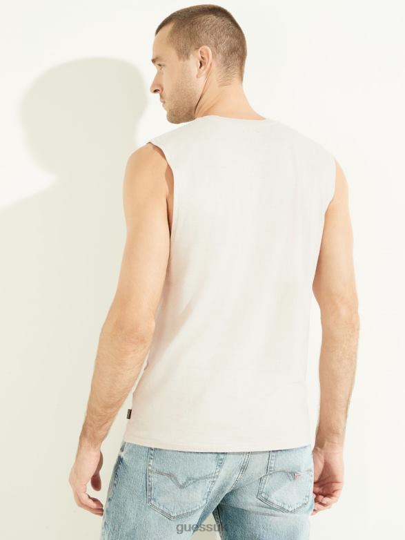 GUESS Men Hemp Cotton Muscle Tee Muted Stone Multi Apparel V28V64108