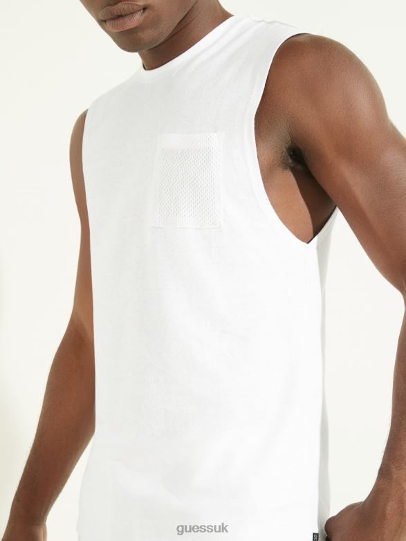 GUESS Men Hemp Cotton Muscle Tee Pure White Apparel V28V64049
