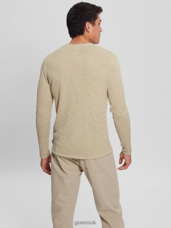 GUESS Men Long-Sleeve Gauze Tee Cemento Apparel V28V63965