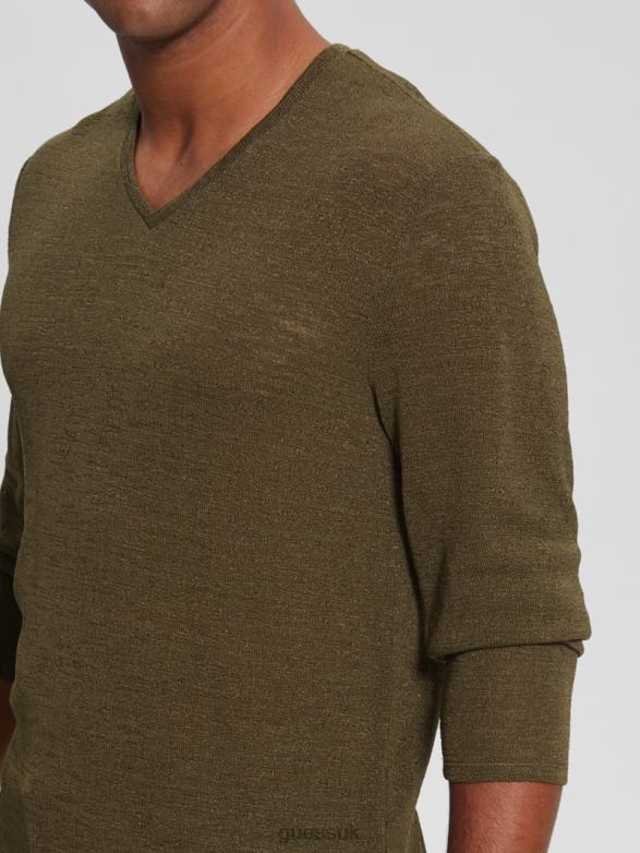 GUESS Men Long-Sleeve Gauze Tee Olive Morning Apparel V28V63986