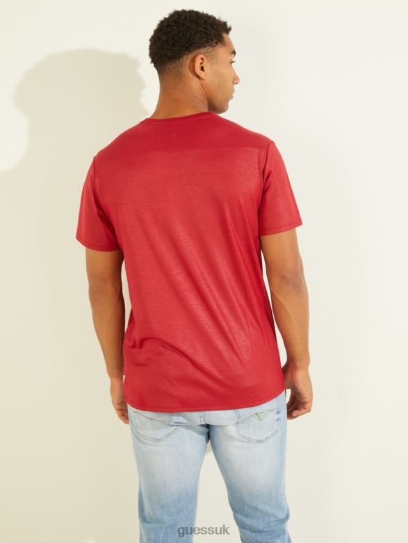 GUESS Men Mason V-Neck Tee Chili Red Apparel V28V64123