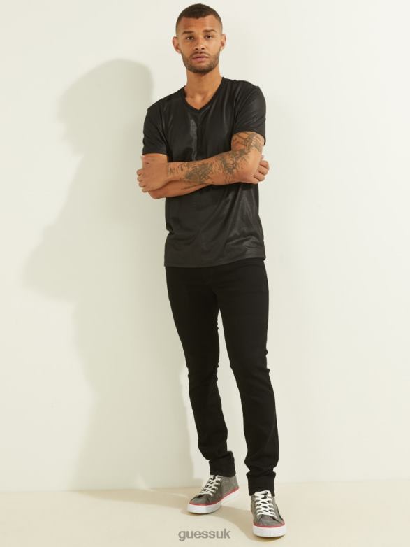 GUESS Men Mason V-Neck Tee Jet Black Apparel V28V64112