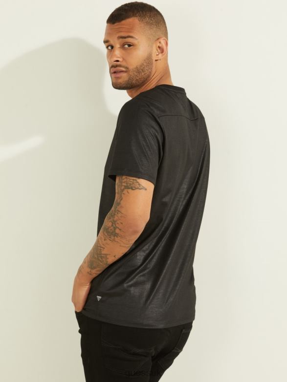 GUESS Men Mason V-Neck Tee Jet Black Apparel V28V64112