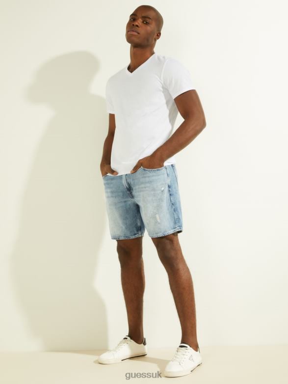 GUESS Men Mason V-Neck Tee Pure White Apparel V28V64103