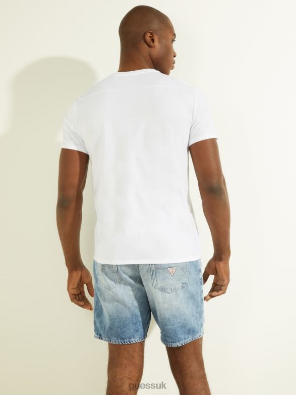 GUESS Men Mason V-Neck Tee Pure White Apparel V28V64103