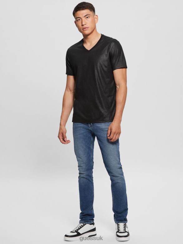 GUESS Men Mason Yoke V-Neck Tee Black Apparel V28V63974