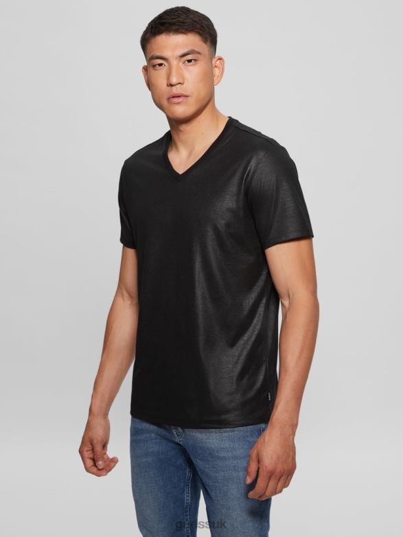 GUESS Men Mason Yoke V-Neck Tee Black Apparel V28V63974