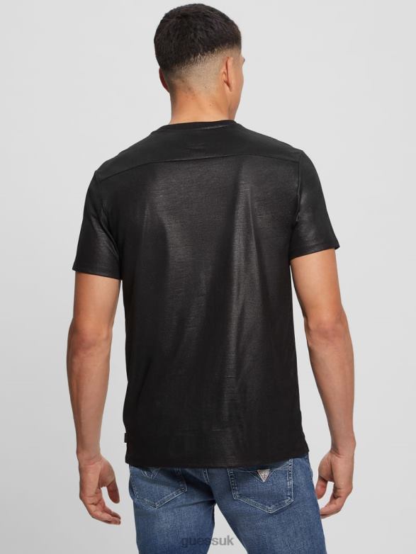 GUESS Men Mason Yoke V-Neck Tee Black Apparel V28V63974
