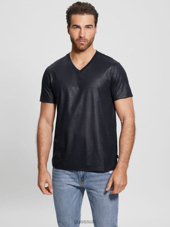 GUESS Men Mason Yoke V-Neck Tee Bleu Elegant Apparel V28V63981