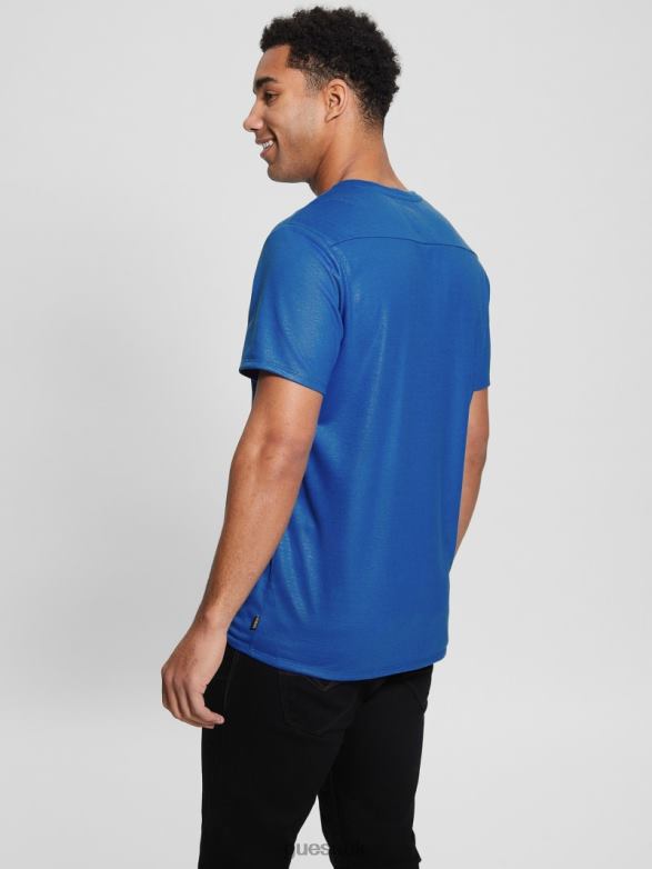 GUESS Men Mason Yoke V-Neck Tee Bright Zaffre Apparel V28V63988