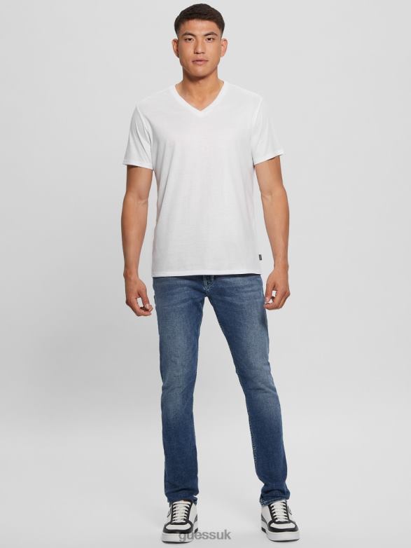 GUESS Men Mason Yoke V-Neck Tee Pure White Apparel V28V63949