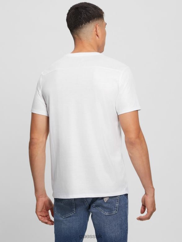 GUESS Men Mason Yoke V-Neck Tee Pure White Apparel V28V63949