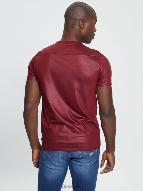 GUESS Men Mason Yoke V-Neck Tee Vino Apparel V28V64086