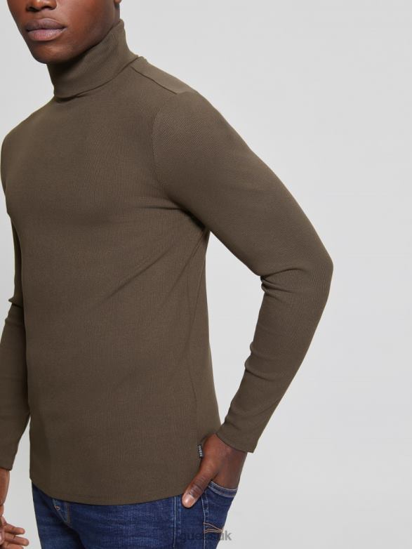 GUESS Men Mateo Turtleneck Tee Bittersweet Cocoa Apparel V28V64087
