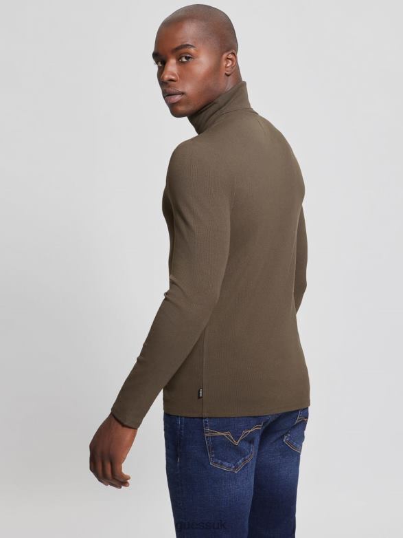 GUESS Men Mateo Turtleneck Tee Bittersweet Cocoa Apparel V28V64087
