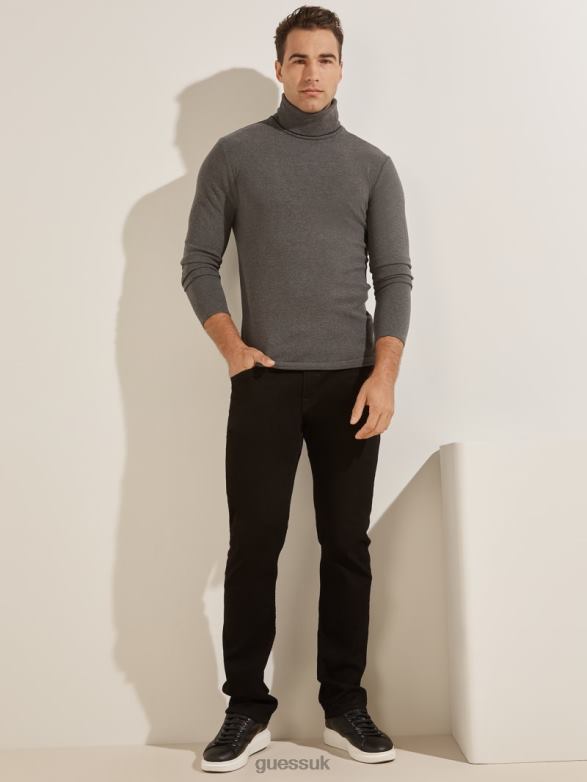 GUESS Men Mateo Turtleneck Tee Dark Coal Heather Apparel V28V64095