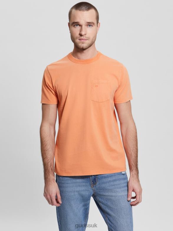 GUESS Men Pocket Tee Saffron Peach Multi Apparel V28V64060