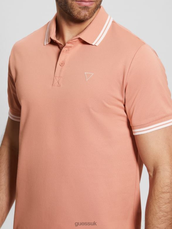 GUESS Men Sports Pique Polo Satin Rose Multi Apparel V28V64140