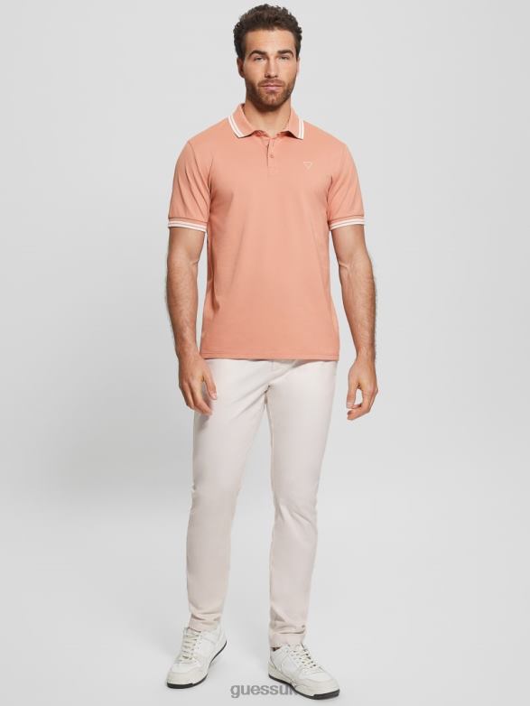 GUESS Men Sports Pique Polo Satin Rose Multi Apparel V28V64140