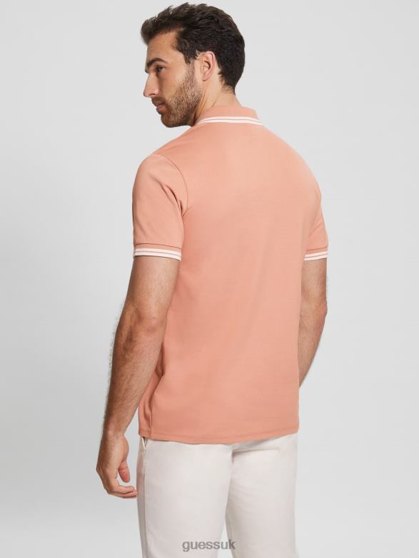 GUESS Men Sports Pique Polo Satin Rose Multi Apparel V28V64140