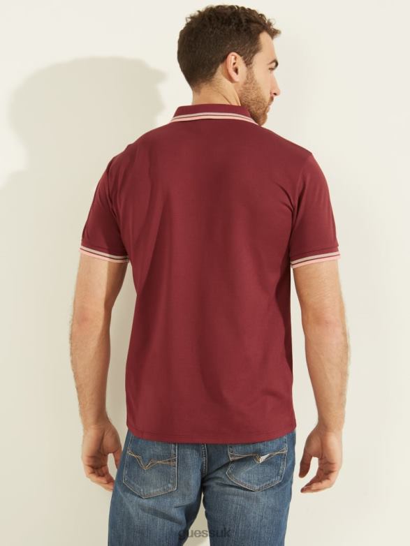 GUESS Men Sports Pique Polo Vino Apparel V28V64141