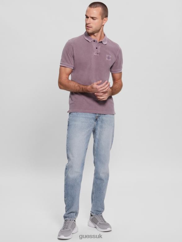 GUESS Men Washed Polo Regal Plum Apparel V28V64146