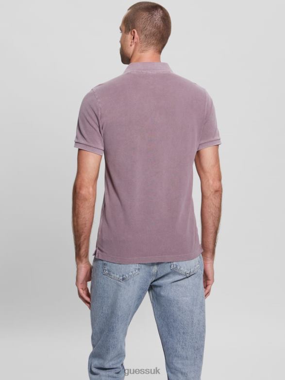 GUESS Men Washed Polo Regal Plum Apparel V28V64146