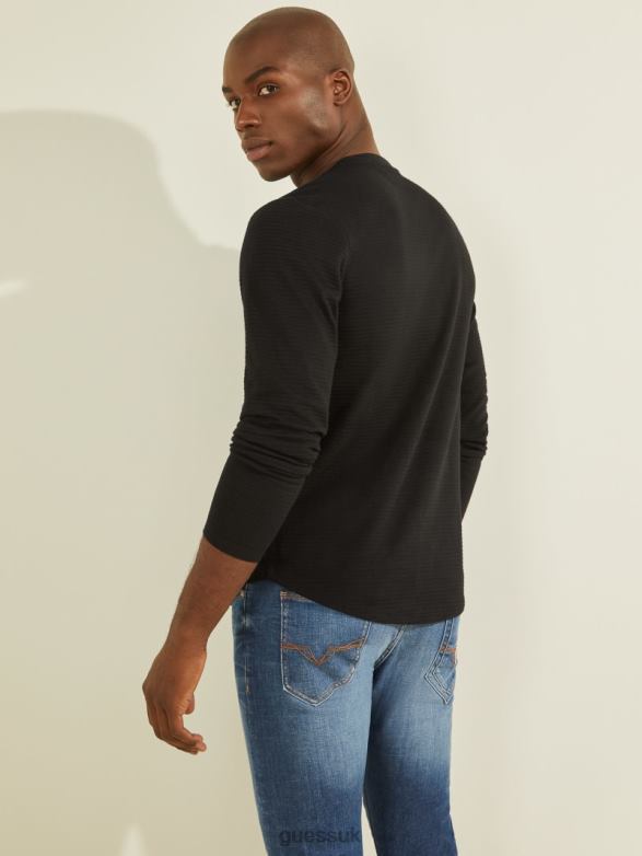 GUESS Men Zuma Long-Sleeve Tee Black Apparel V28V64059