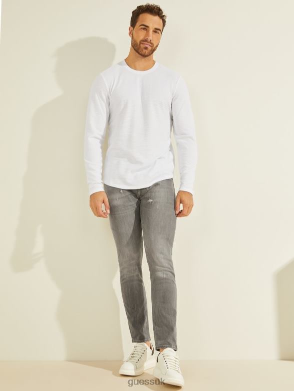 GUESS Men Zuma Long-Sleeve Tee Pure White Apparel V28V64113