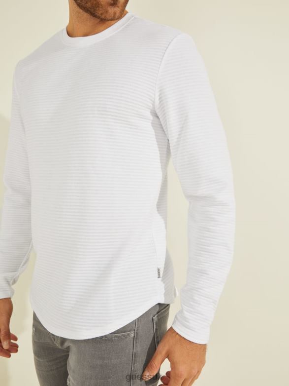 GUESS Men Zuma Long-Sleeve Tee Pure White Apparel V28V64113