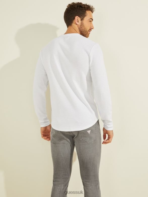 GUESS Men Zuma Long-Sleeve Tee Pure White Apparel V28V64113