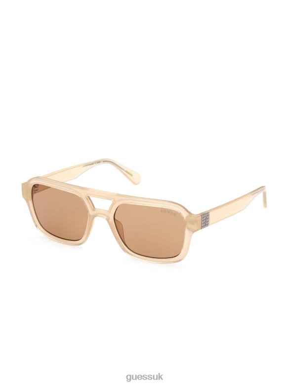 GUESS Unisex Originals Aviator Sunglasses Shiny Beige/Brown Accessory V28V63746