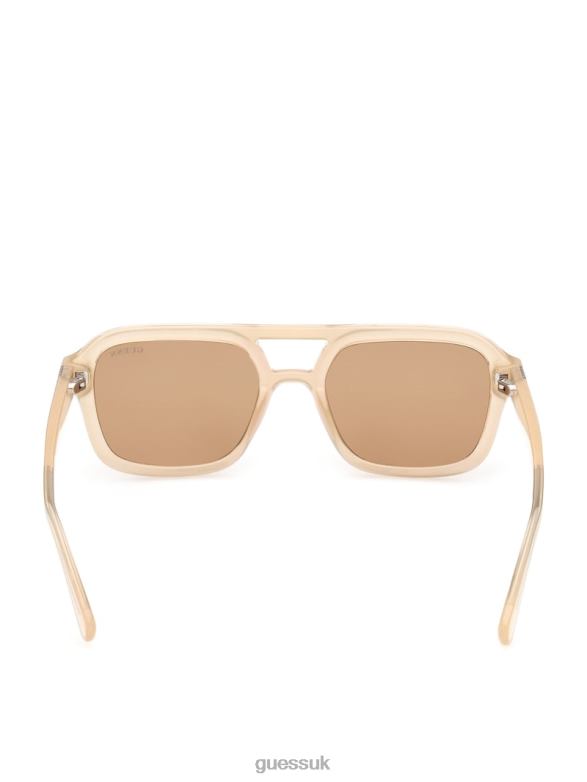 GUESS Unisex Originals Aviator Sunglasses Shiny Beige/Brown Accessory V28V63746