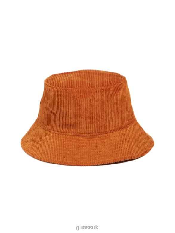 GUESS Unisex Originals Corduroy Bucket Hat Rust Brown Accessory V28V63808
