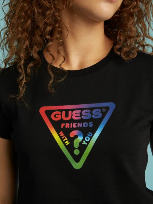 GUESS Unisex FriendsWithYou Logo Baby Tee Black Apparel V28V61284