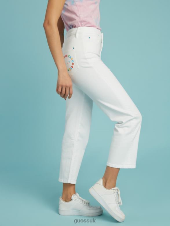 GUESS Unisex FriendsWithYou Super High-Rise Jeans Pure White Apparel V28V6162
