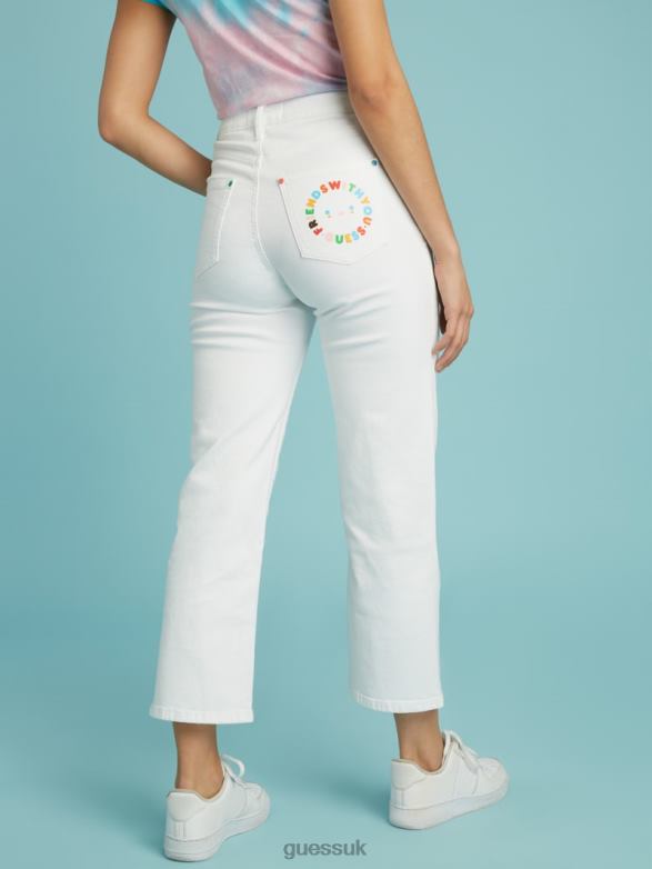 GUESS Unisex FriendsWithYou Super High-Rise Jeans Pure White Apparel V28V6162
