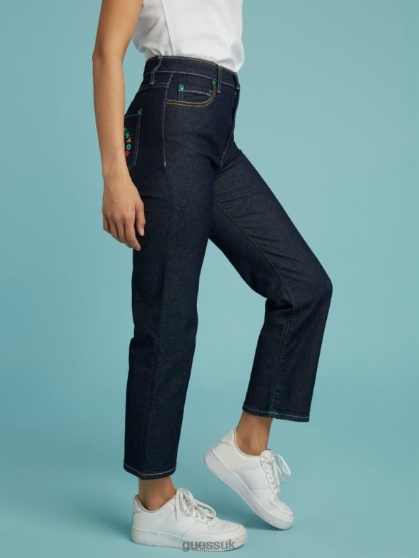 GUESS Unisex FriendsWithYou Super High-Rise Jeans Rinse Wash Apparel V28V6161