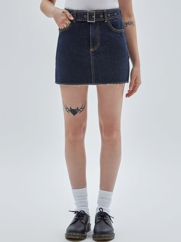 GUESS Unisex Originals Belted Denim Skirt Go Vintage Dark Wash Apparel V28V6136