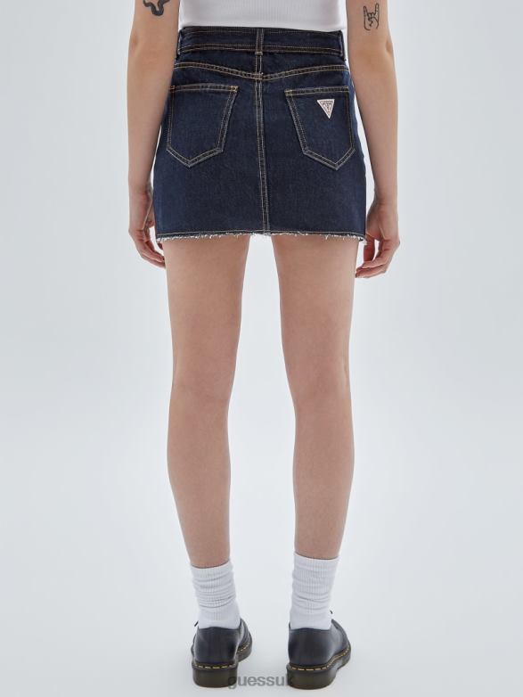 GUESS Unisex Originals Belted Denim Skirt Go Vintage Dark Wash Apparel V28V6136