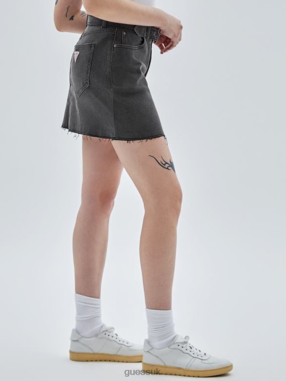GUESS Unisex Originals Belted Denim Skirt Go Washed Grey Apparel V28V6144