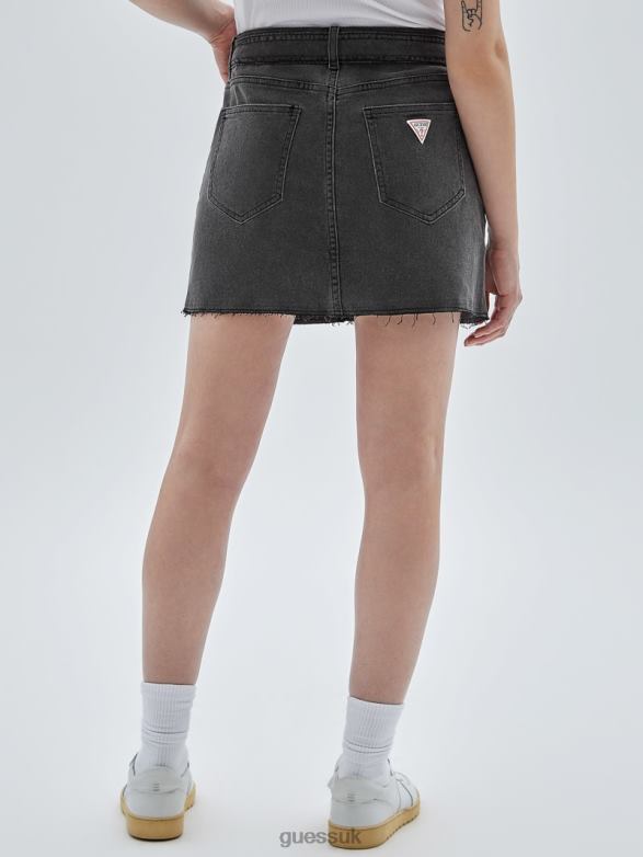 GUESS Unisex Originals Belted Denim Skirt Go Washed Grey Apparel V28V6144