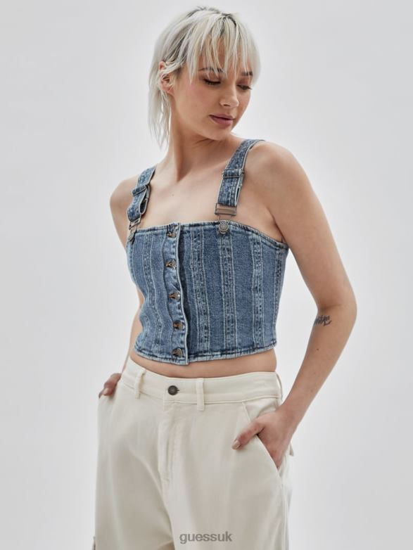 GUESS Unisex Originals Bustier Denim Top Go Donna Medium Wash Apparel V28V61250