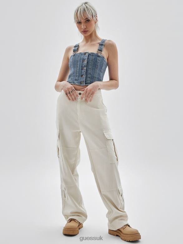 GUESS Unisex Originals Bustier Denim Top Go Donna Medium Wash Apparel V28V61250